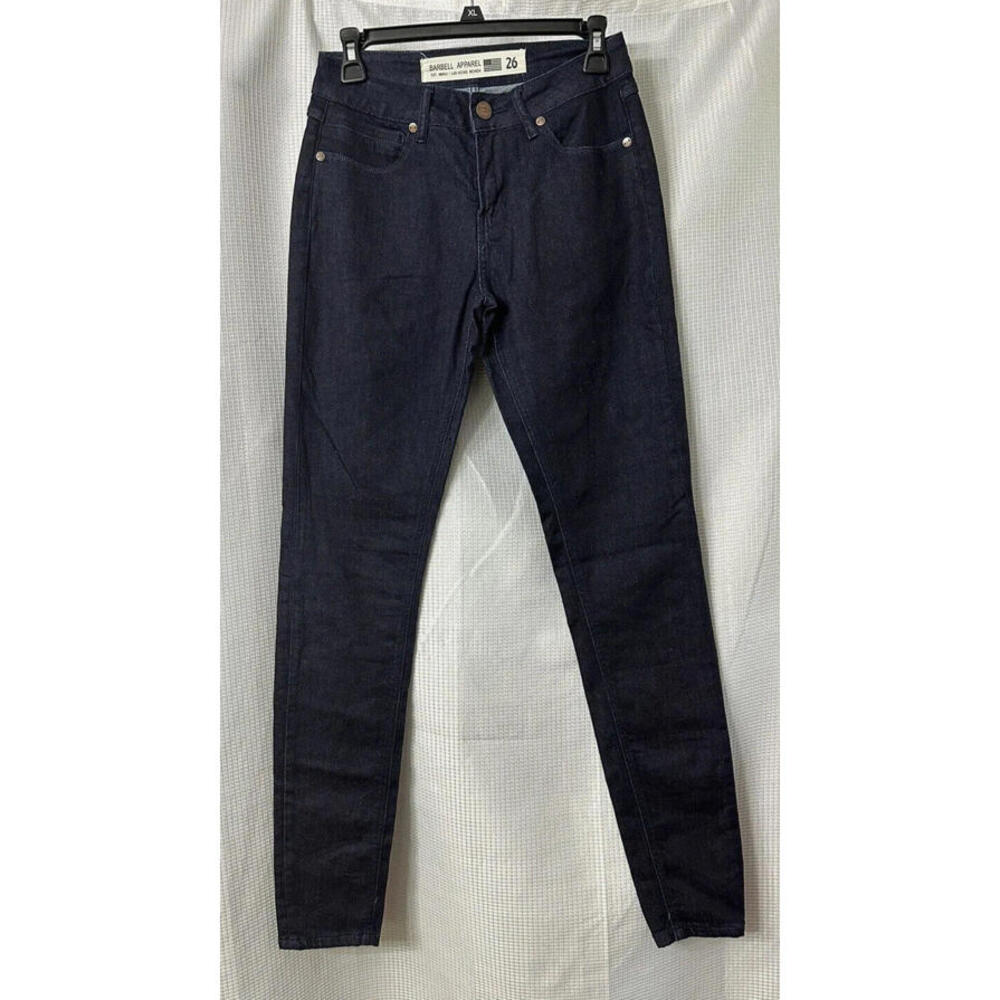 NWOT Barbell Apparel‎ Womens Dark Wash Stretch Skinny Jeans Denim Size 26x31